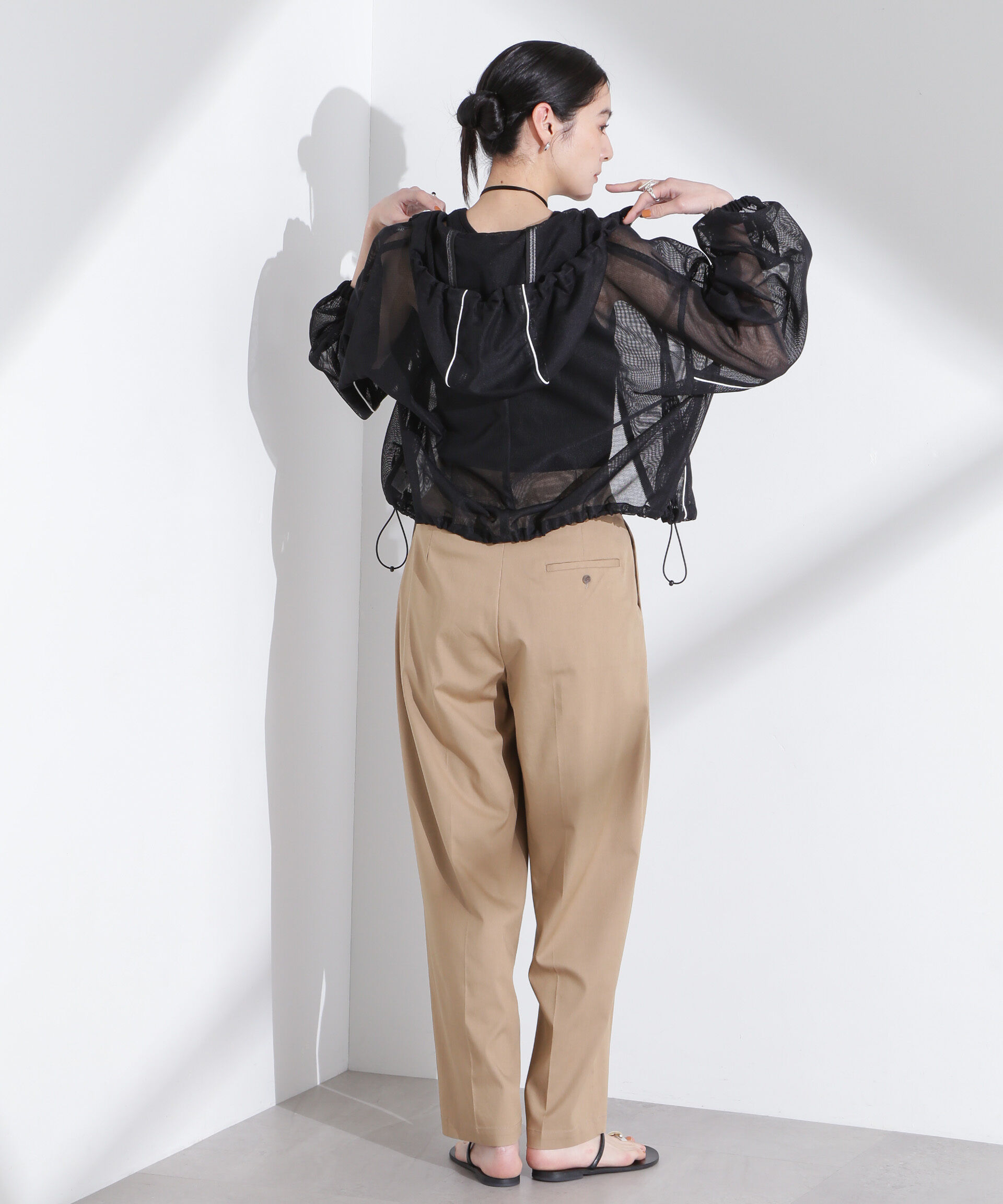 nano･universe「配色パイピングメッシュブルゾン」|ブルゾン・スタジャン|