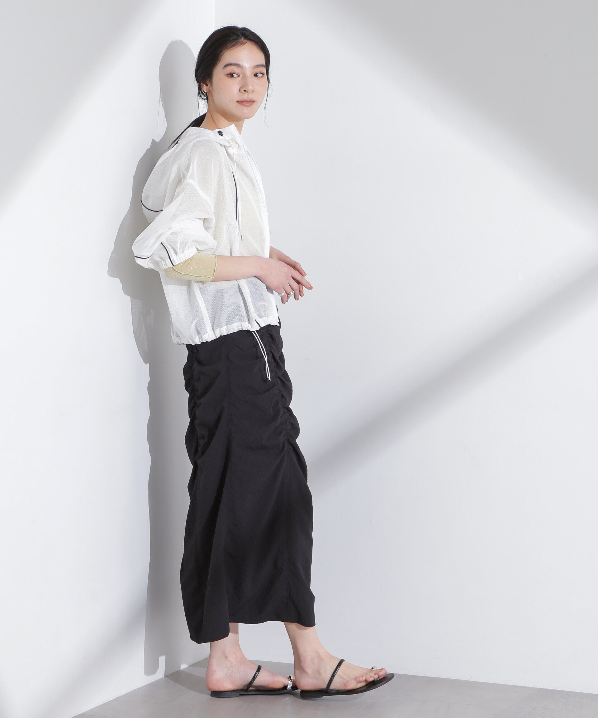 nano･universe「配色パイピングメッシュブルゾン」|ブルゾン・スタジャン|