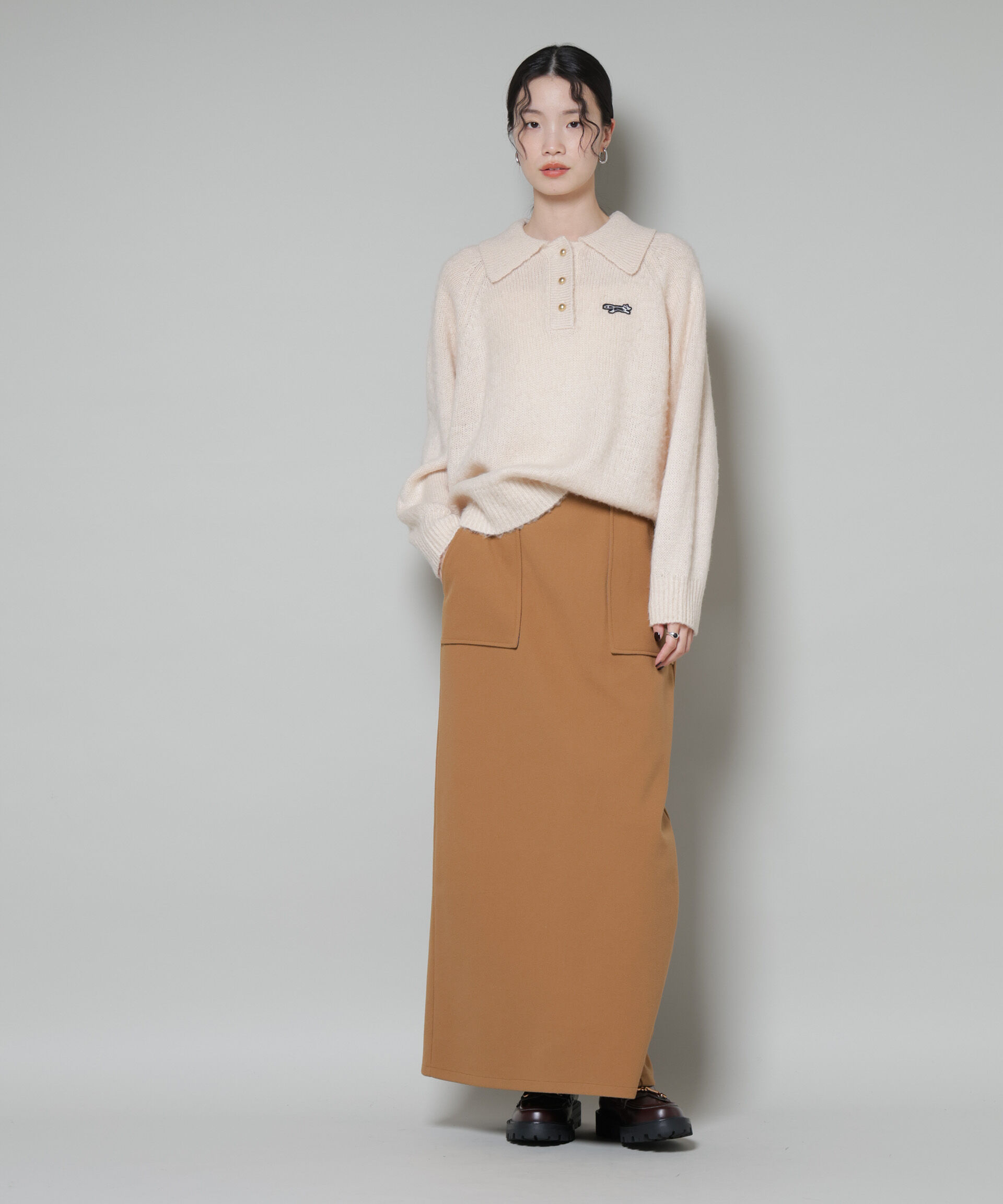 nano･universe「ソフトメルトンジャージーナローロングスカート(セットアップ可)」|スカート|