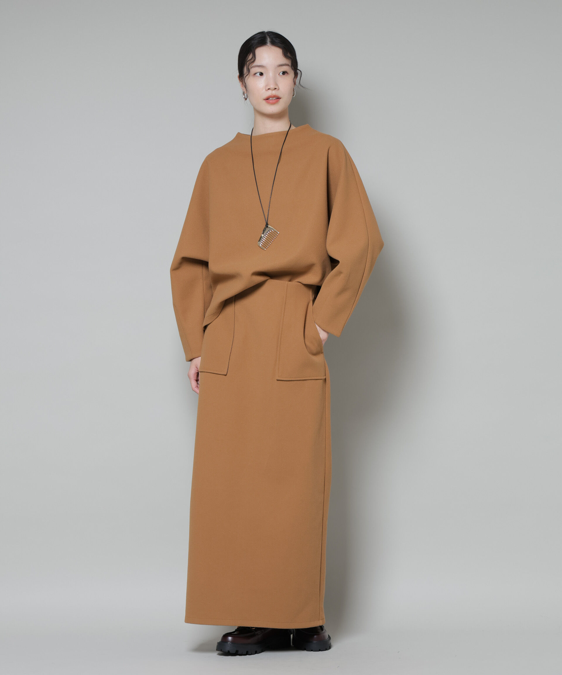 nano･universe「ソフトメルトンジャージーナローロングスカート(セットアップ可)」|スカート|