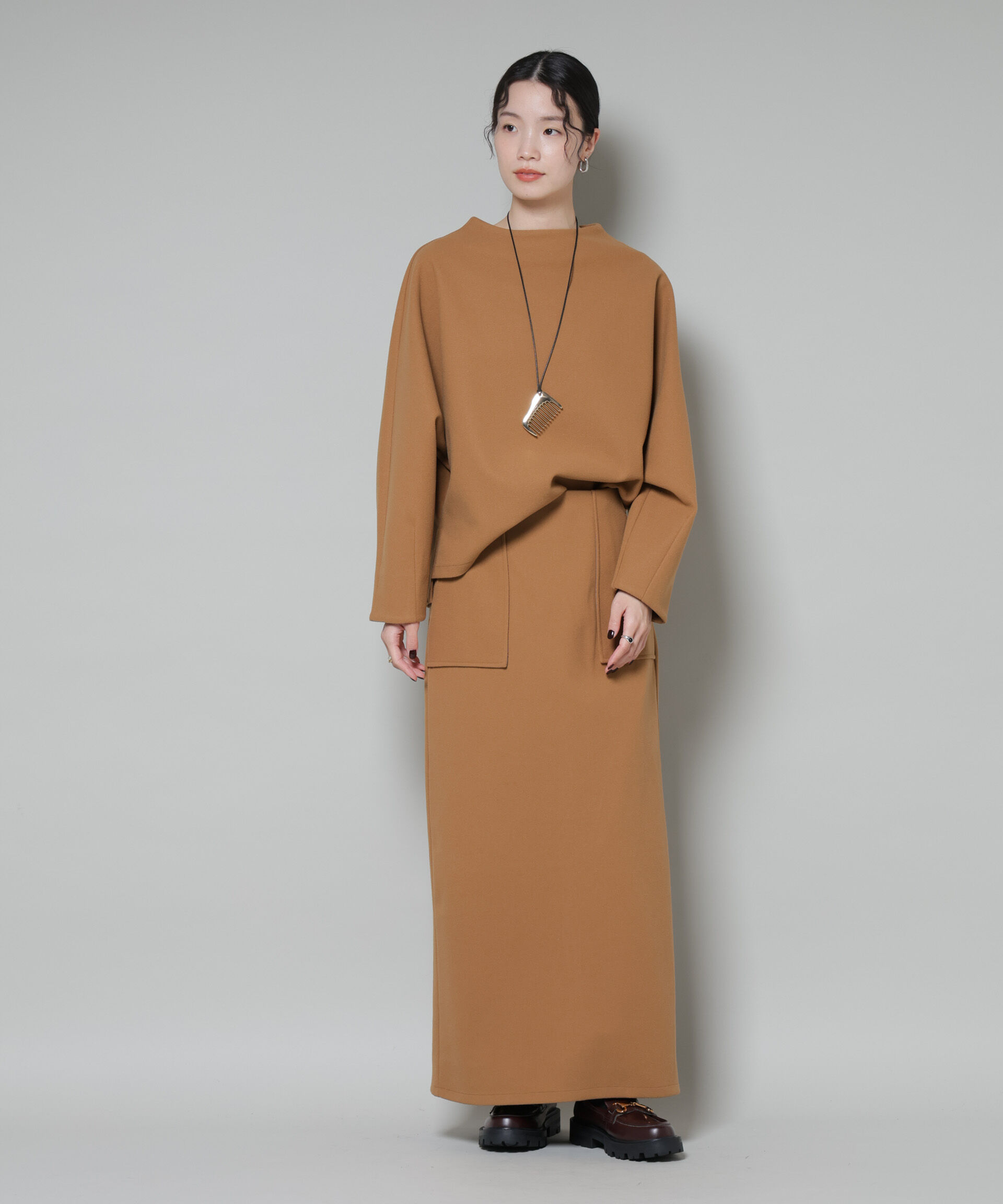 nano･universe「ソフトメルトンジャージーナローロングスカート(セットアップ可)」|スカート|