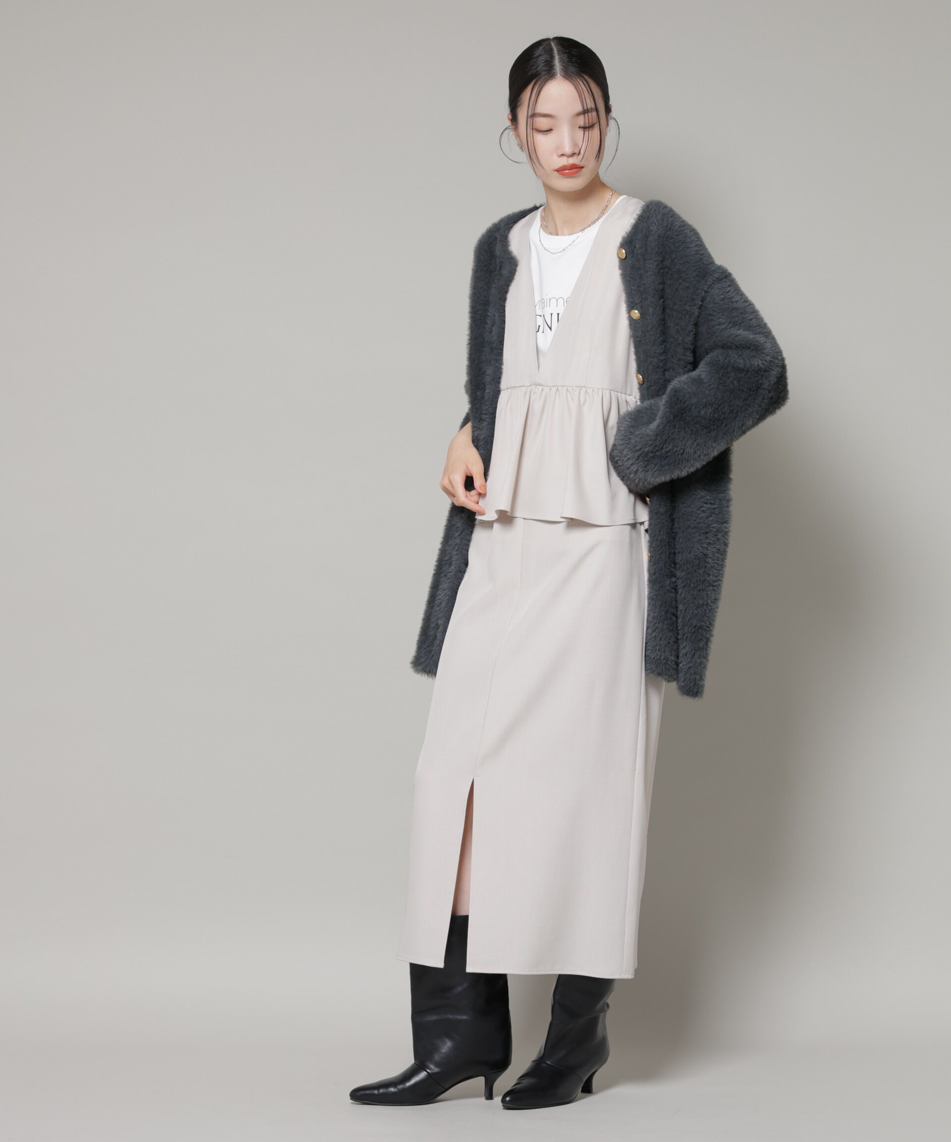 nano･universe「前後2wayフレア切り替えワンピース」|ワンピース|グレージュ3