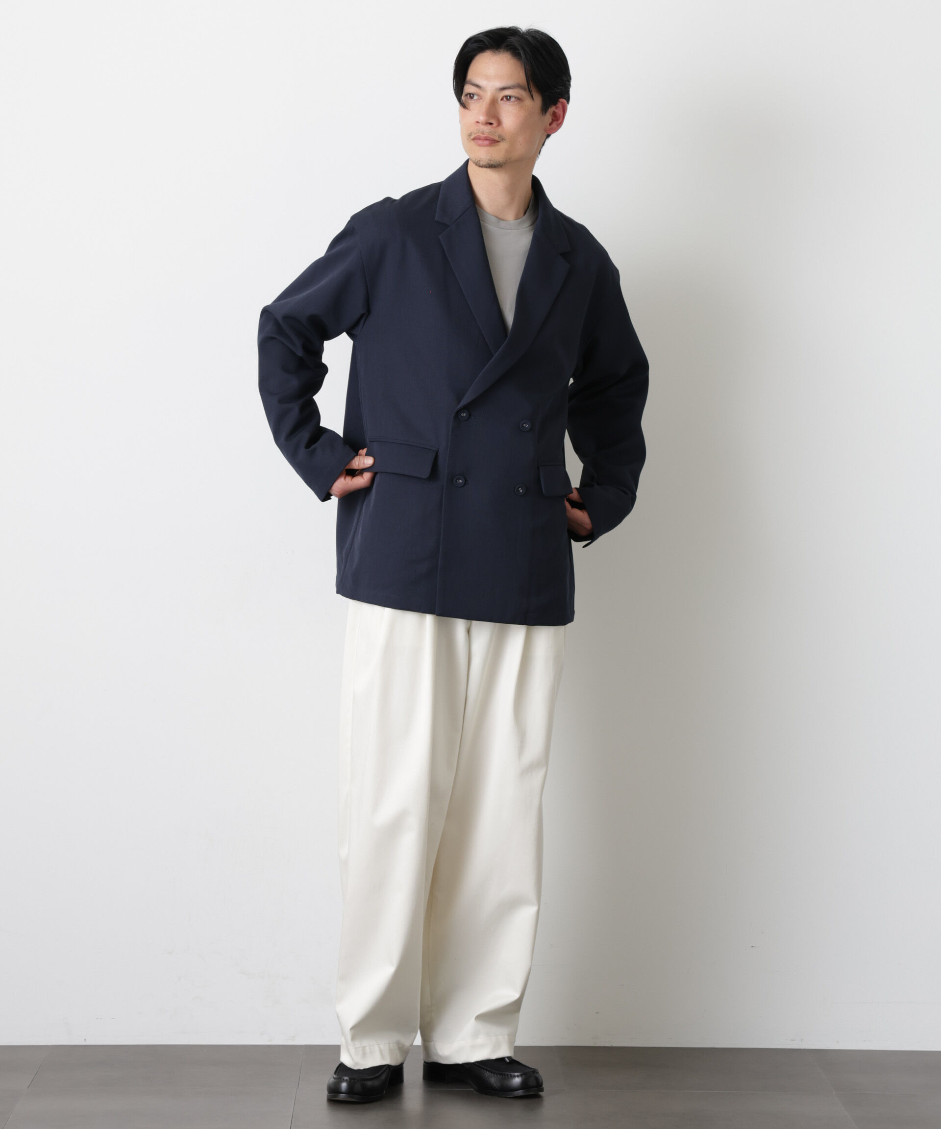 nano･universe「ドレープダブルジャケット」|テーラードジャケット|