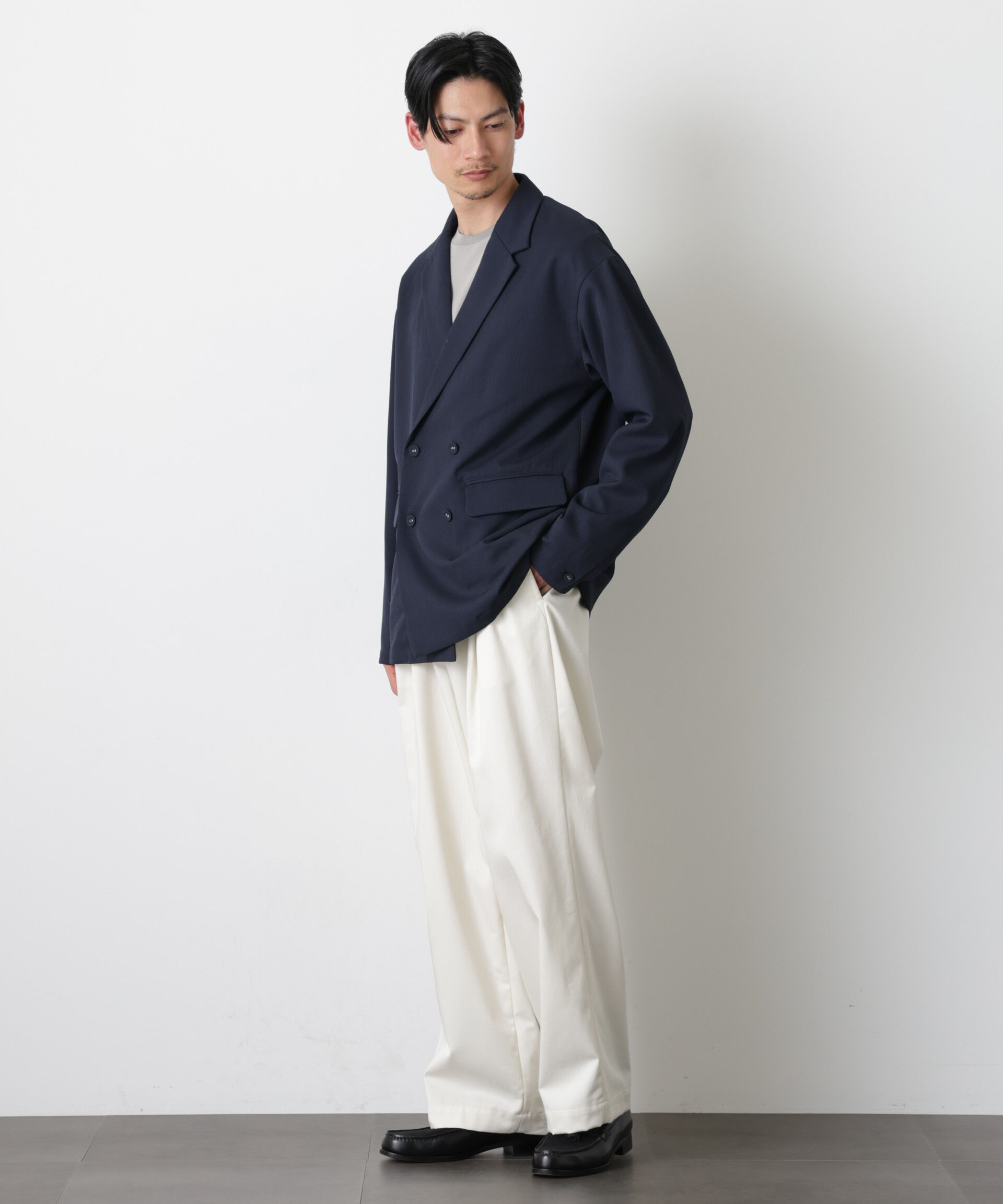 nano･universe「ドレープダブルジャケット」|テーラードジャケット|