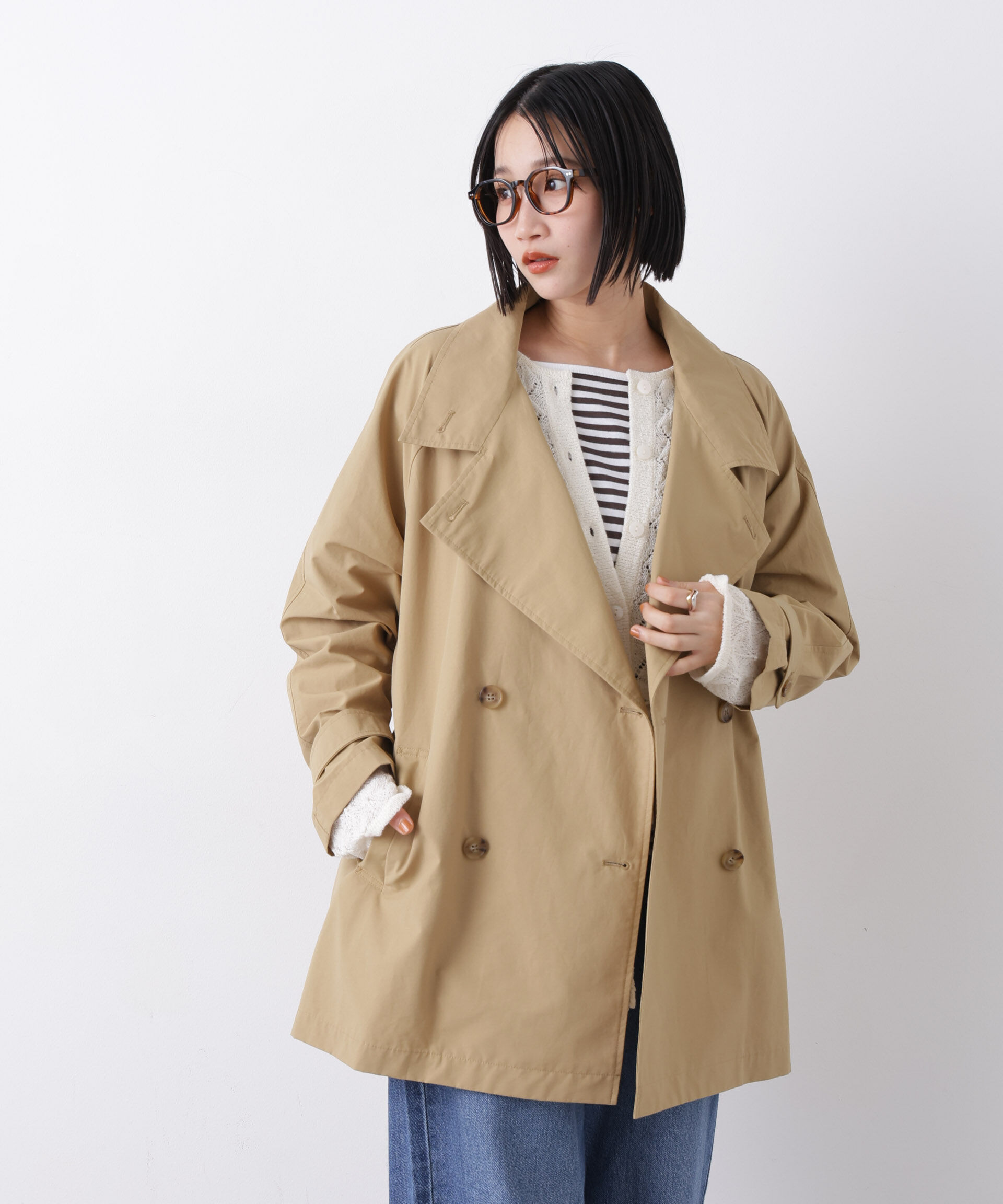nano･universe「撥水&花粉ガード ショートトレンチコート」|その他|