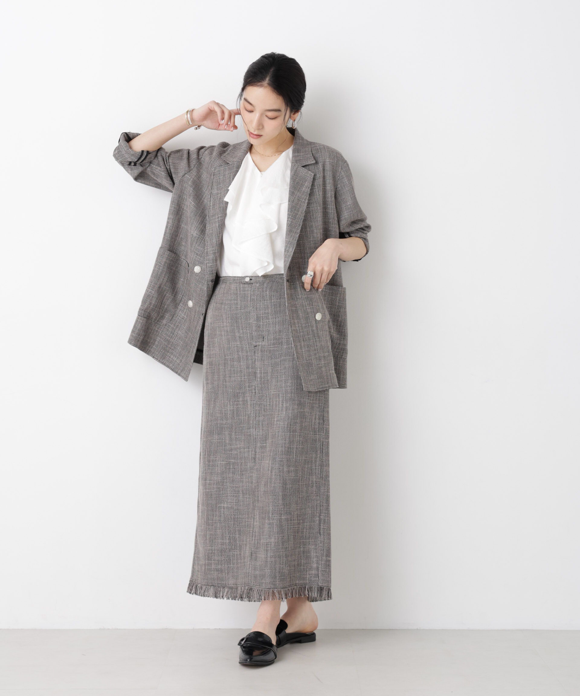 nano･universe「カラミ織りIラインスカート(セットアップ可)」|スカート|