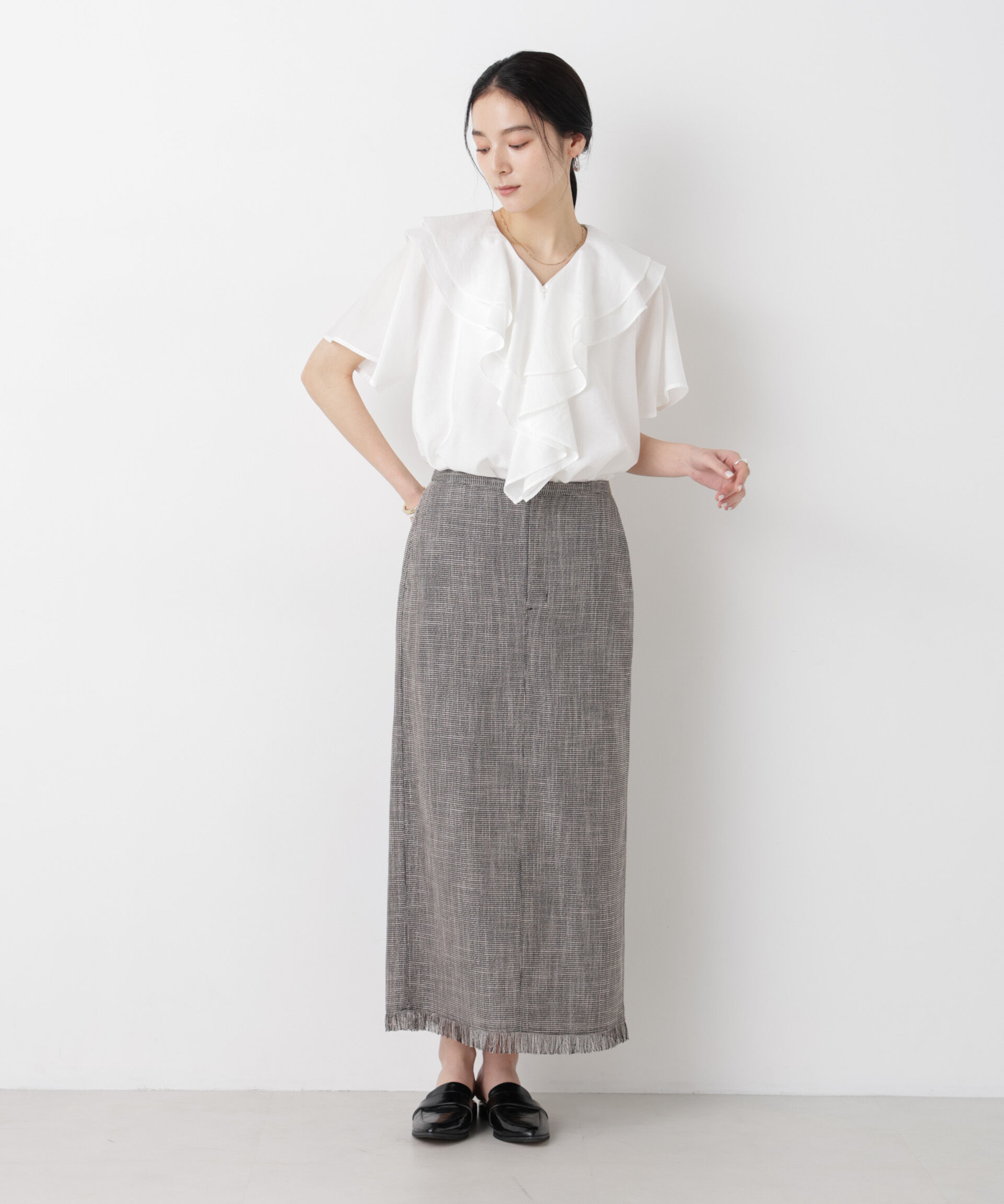 nano･universe「カラミ織りIラインスカート(セットアップ可)」|スカート|