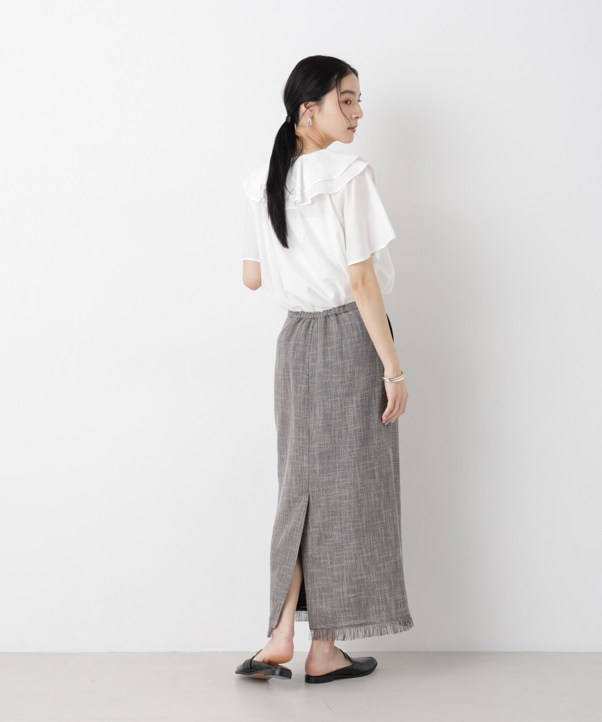 nano･universe「カラミ織りIラインスカート(セットアップ可)」|スカート|