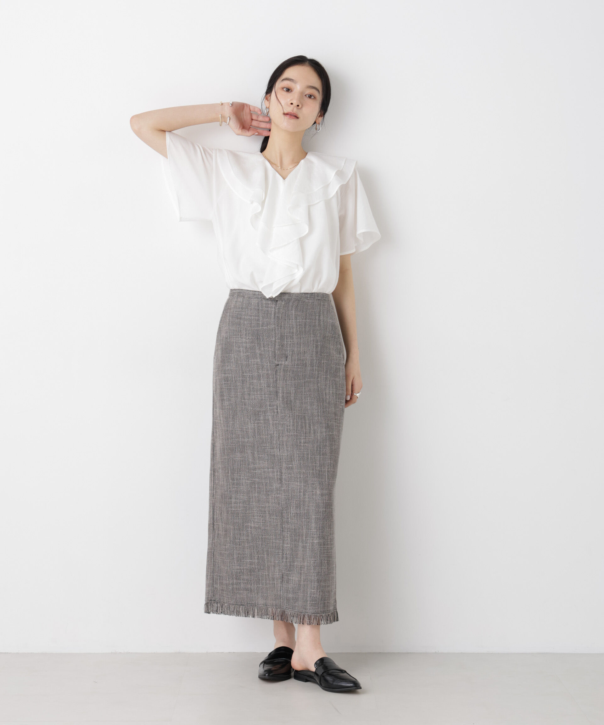 nano･universe「カラミ織りIラインスカート(セットアップ可)」|スカート|