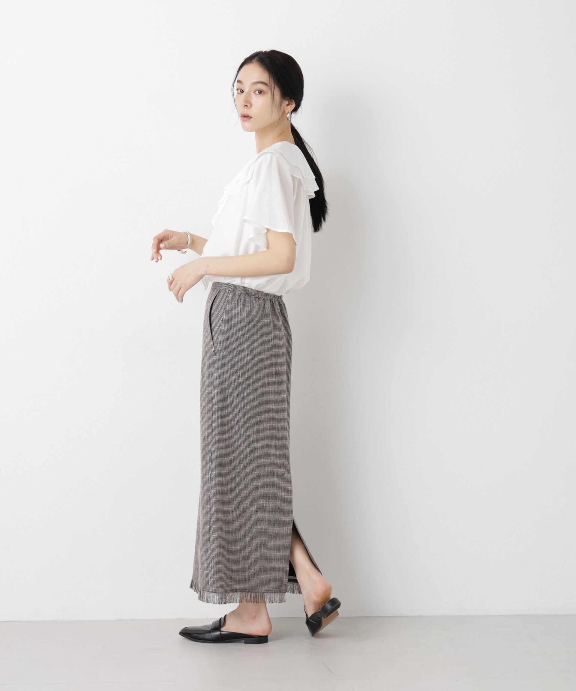 nano･universe「カラミ織りIラインスカート(セットアップ可)」|スカート|