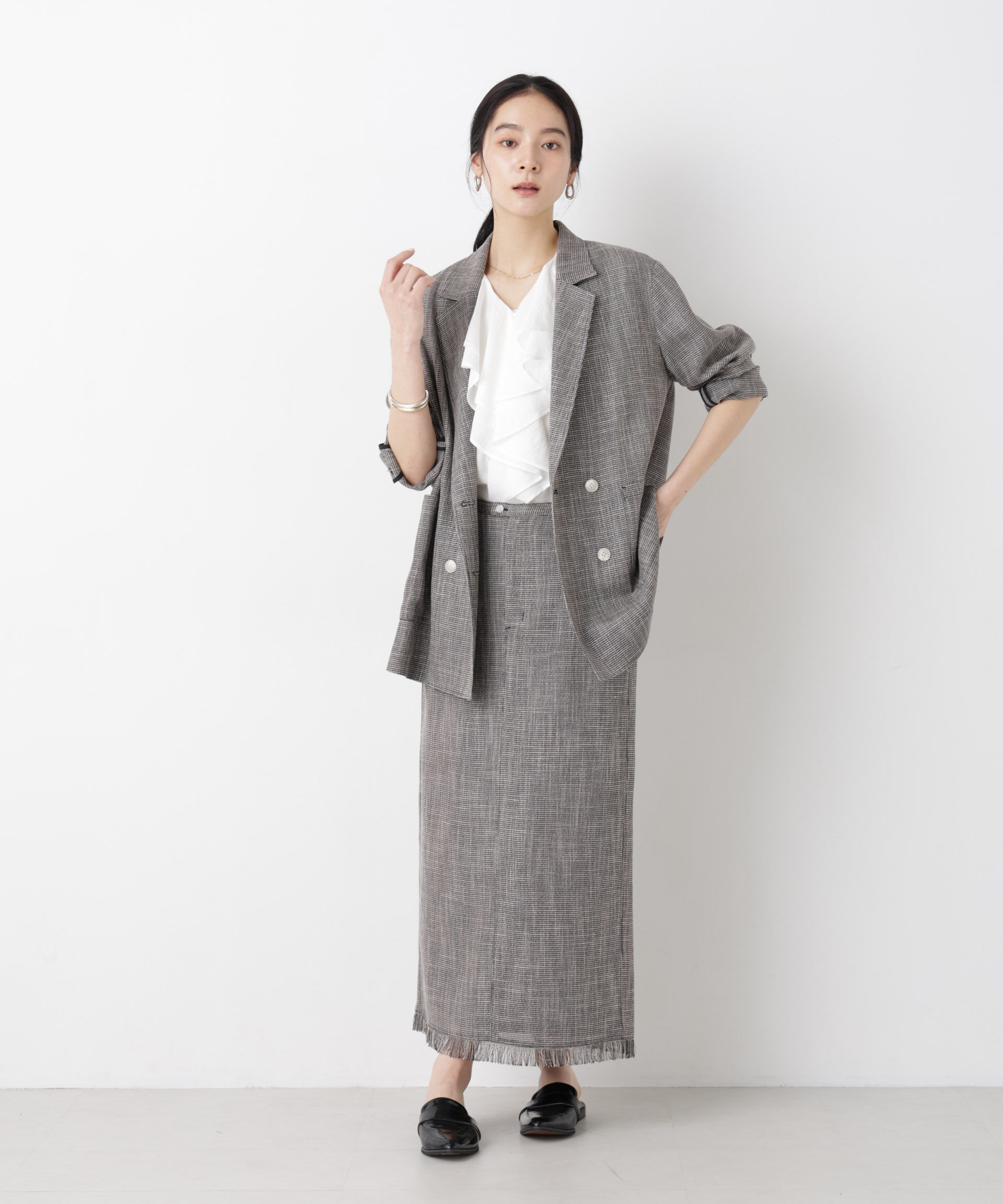 nano･universe「カラミ織りIラインスカート(セットアップ可)」|スカート|