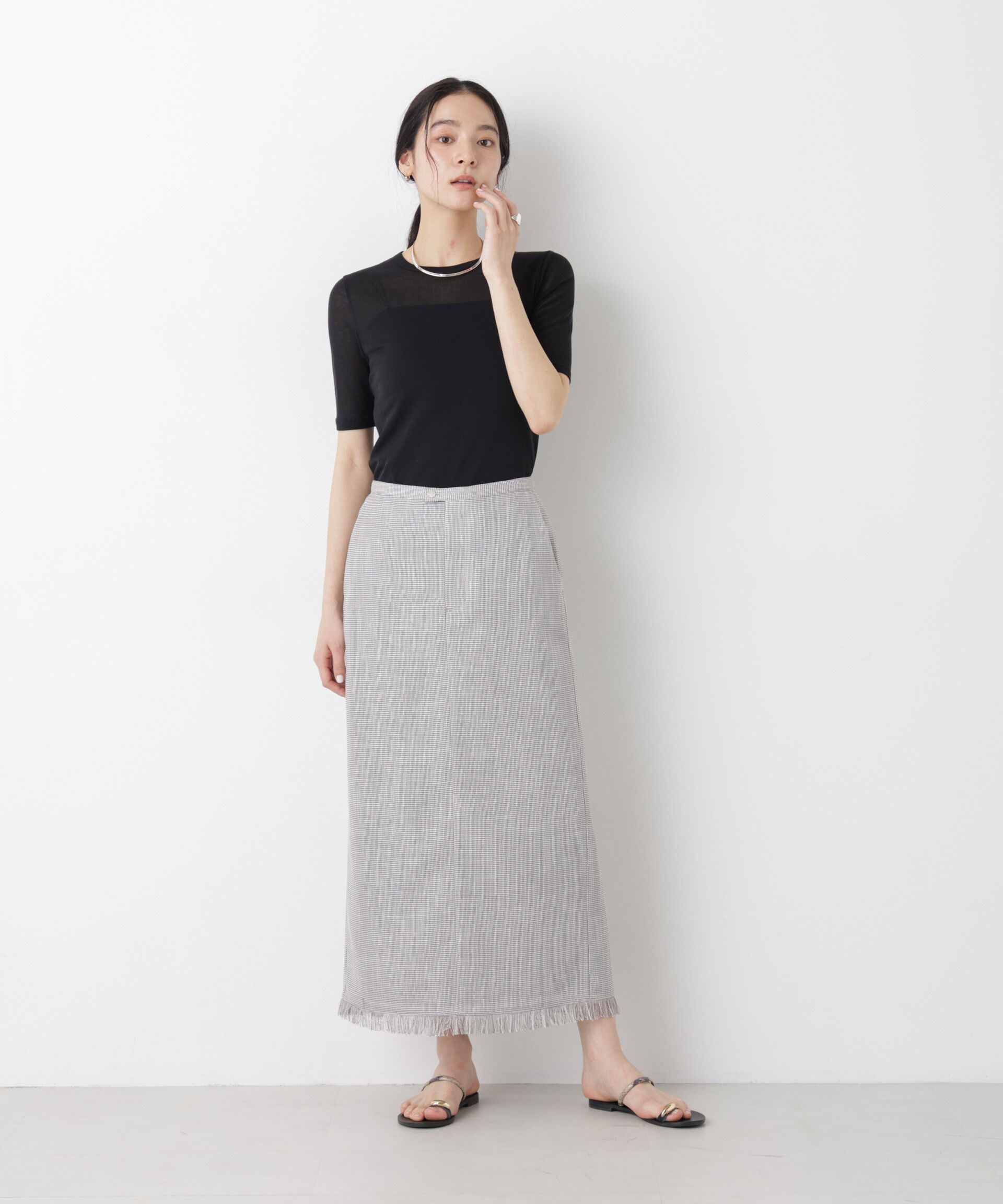 nano･universe「カラミ織りIラインスカート(セットアップ可)」|スカート|