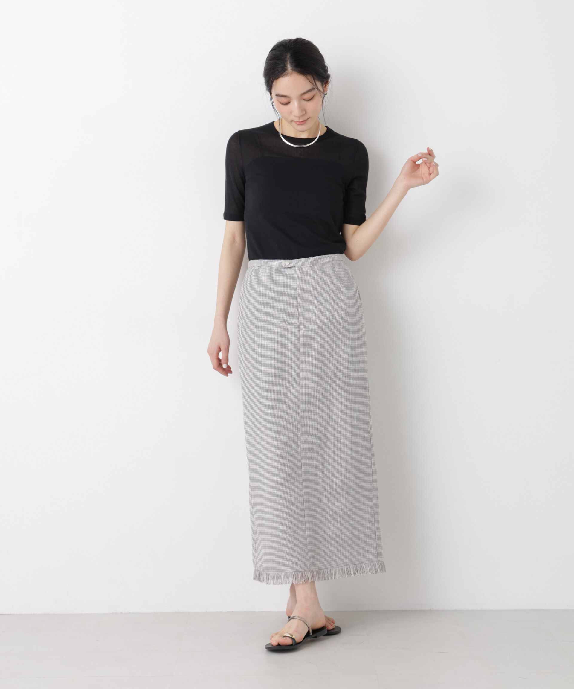nano･universe「カラミ織りIラインスカート(セットアップ可)」|スカート|