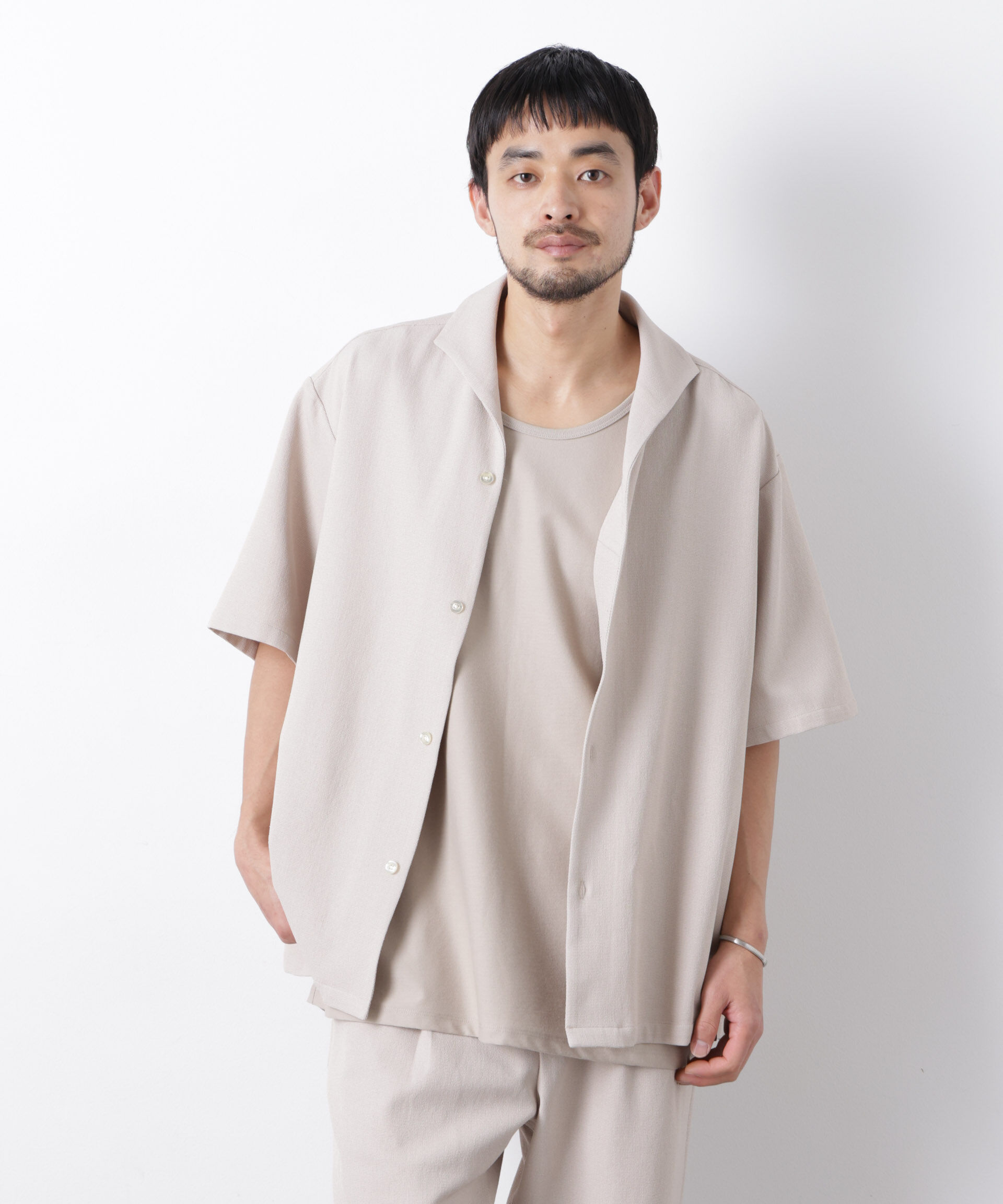 nano･universe「｢Meaningful Continuity｣coveross(R) ﾂｲﾙ調 冷感ﾌﾟﾚｰﾃｨﾝｸﾞ天竺 ﾀﾝ  」|Tシャツ・カットソー|