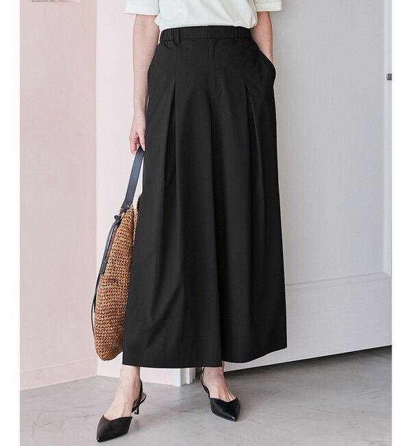 自由区「【XSサイズ～/洗える】ストレッチタイプライター ワイドパンツ」|その他|ブラック系