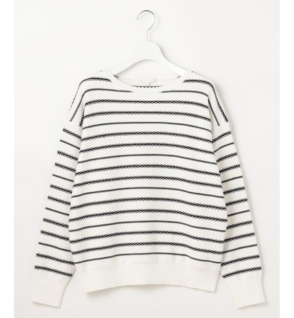 自由区「【ベーシック・着回し抜群】コットンポリミドルゲージボーダー ニット」|ニット・セーター|
