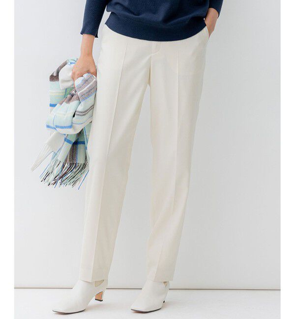 23区「クリアウールサキソニー テーパードパンツ」|その他|アイボリー系