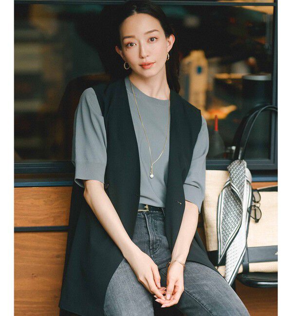 23区「【洗える】レーヨンポリエステルストレッチ ドルマン ニット」|ニット・セーター|カーキ系