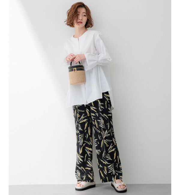 23区「【洗える】スリークボタニカルプリント ドロスト パンツ」|その他|