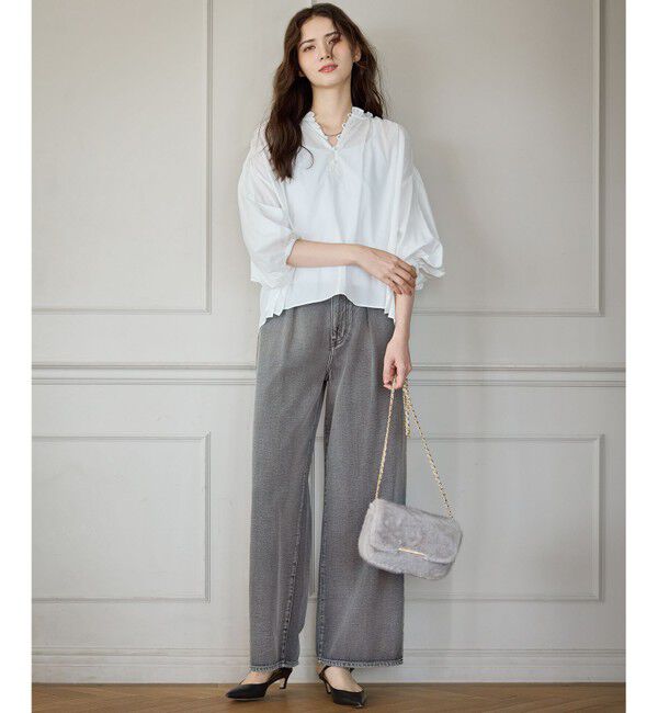 23区「【SLOW/一部店舗限定】BAGGIE DENIM ワイドレッグ パンツ」|デニム|