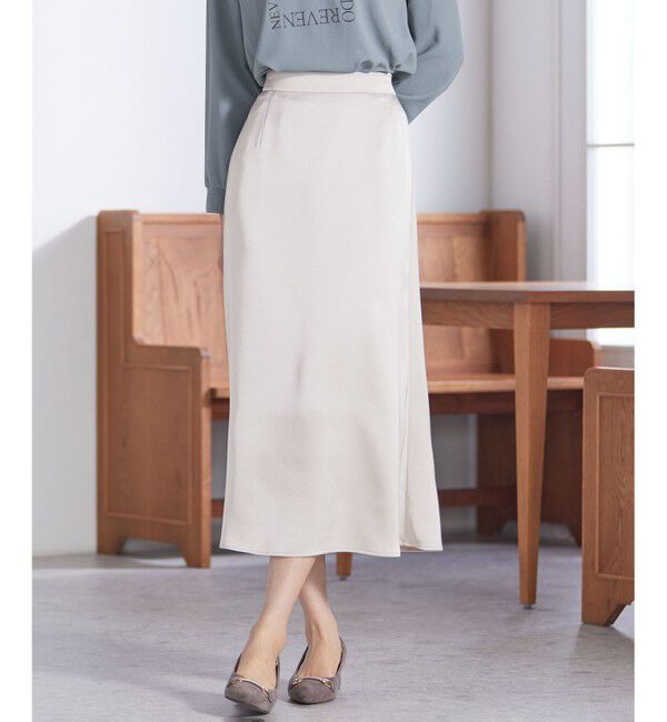 any SiS「【洗える】ダルサテンナロー スカート」|スカート|ライトグレー