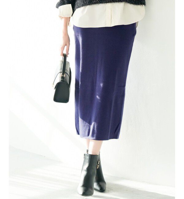 ANY SIS「【洗える・セットアップ可】アンチピリング総針ニット スカート」|スカート|ダークブルー