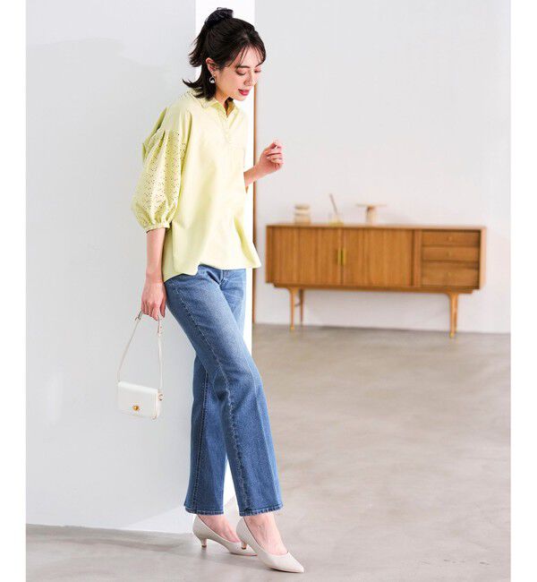 ANY SIS「センタープレスセミフレア デニム」|デニム|