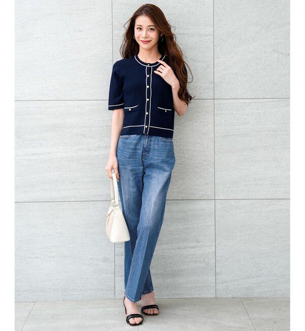 ANY SIS「センタープレスセミフレア デニム」|デニム|