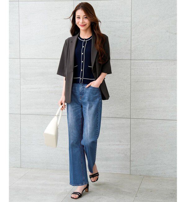 ANY SIS「センタープレスセミフレア デニム」|デニム|