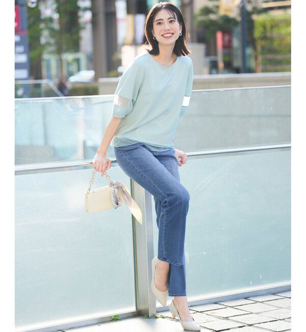 ANY SIS「センタープレスセミフレア デニム」|デニム|