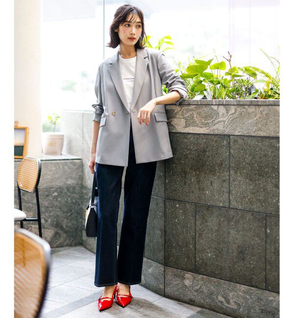 ANY SIS「センタープレスセミフレア デニム」|デニム|