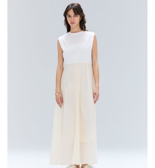 BEIGE,「【洗える/セットアップ対応】SPIGA / ジャージーコンビフレアワンピース」|ワンピース|Ecru