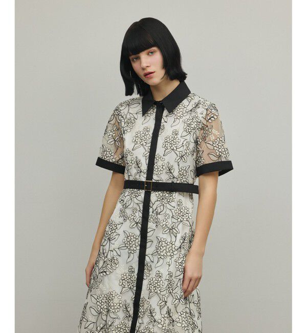 GRACE CONTINENTAL「フラワーコード刺繍ワンピース」|ワンピース|