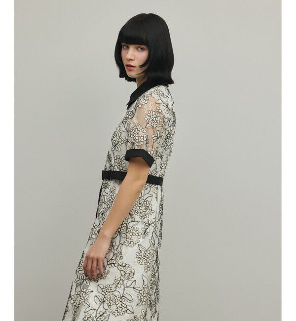 GRACE CONTINENTAL「フラワーコード刺繍ワンピース」|ワンピース|