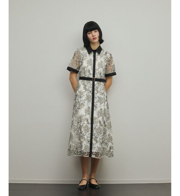 GRACE CONTINENTAL「フラワーコード刺繍ワンピース」|ワンピース|
