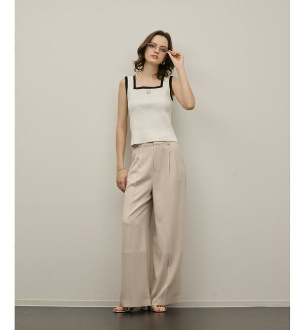 GRACE CONTINENTAL「バイカラーリブニットノースリーブ」|その他|ホワイト