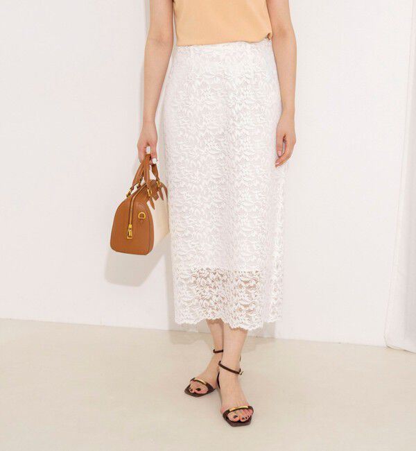 NOLLEY'S sophi「ウォッシャブルウォッシャブルコードレースタイトタイトスカート」|タイト|ホワイト