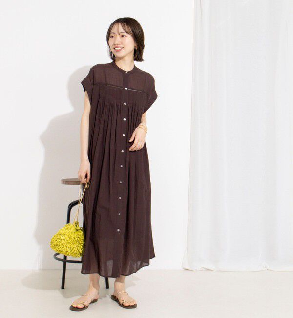 NOLLEY'S「ウォッシャブル前ボタンタックギャザーワンピース」|ワンピース|