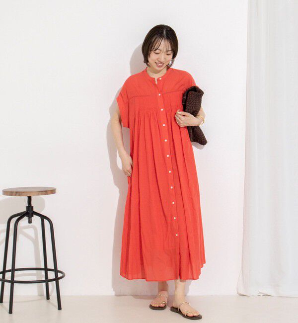 NOLLEY'S「ウォッシャブル前ボタンタックギャザーワンピース」|ワンピース|