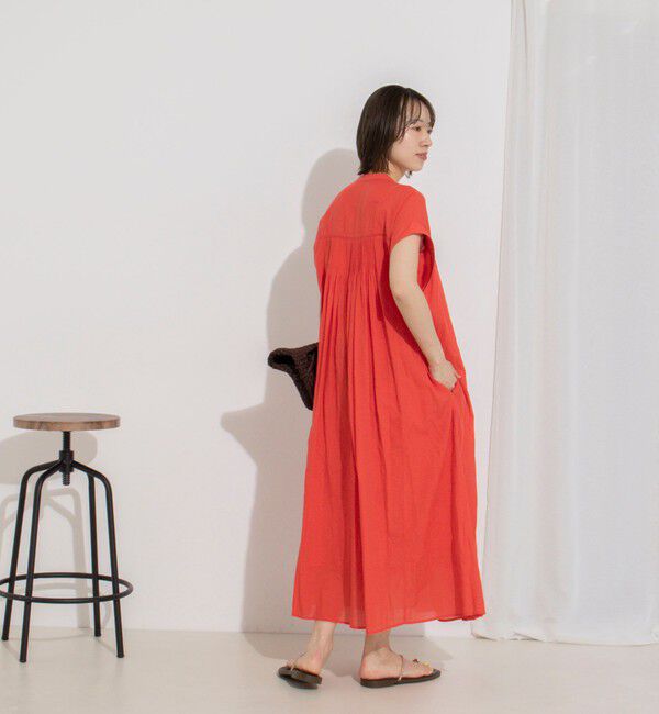 NOLLEY'S「ウォッシャブル前ボタンタックギャザーワンピース」|ワンピース|