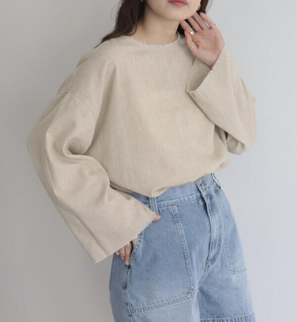 fredy emue「【fredy emue】リネン混Tシャツブラウス」|シャツ・ブラウス|ベージュ