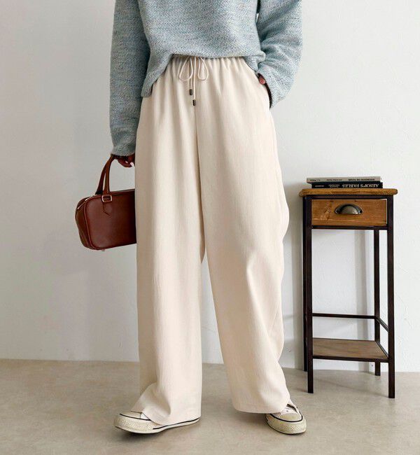 fredy emue「シルキーウォームセミワイドイージーパンツ」|チノ|