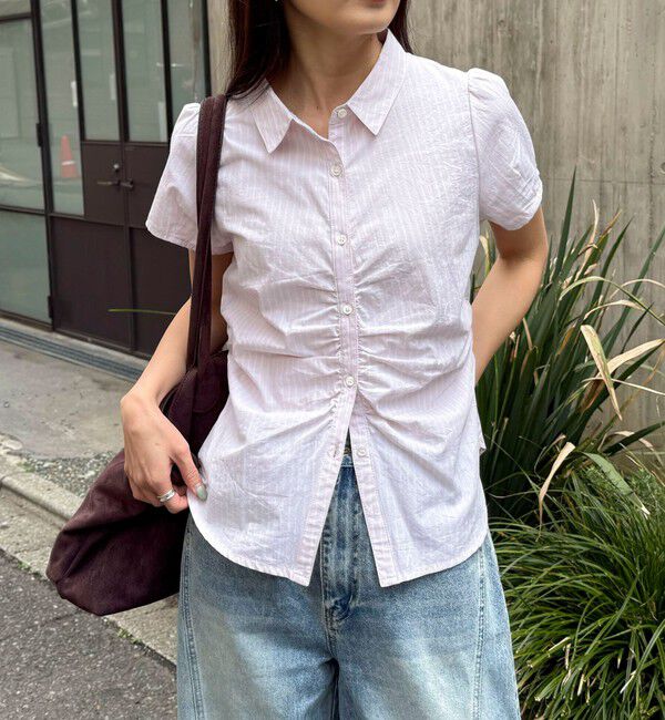 fredy emue「フロントギャザーちび袖ブラウス」|シャツ・ブラウス|