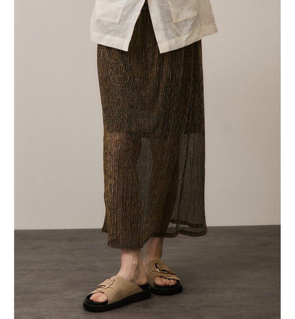 SALON adam et rope'「シアーラメスカート［ストレッチ］」|スカート|ゴールド(90)