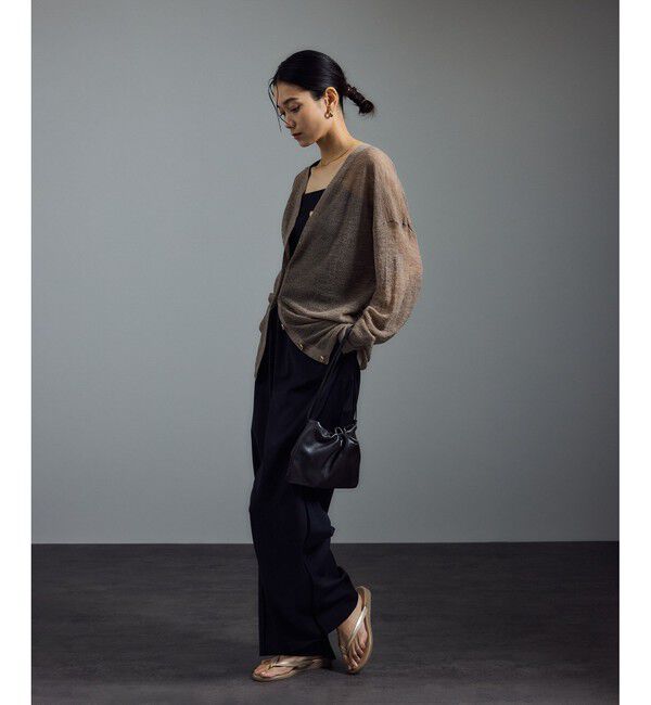 SALON adam et rope'「GREENWOOLサイドベロアラインパンツ［ストレッチ・接触冷感・防シワ］」|チノ|