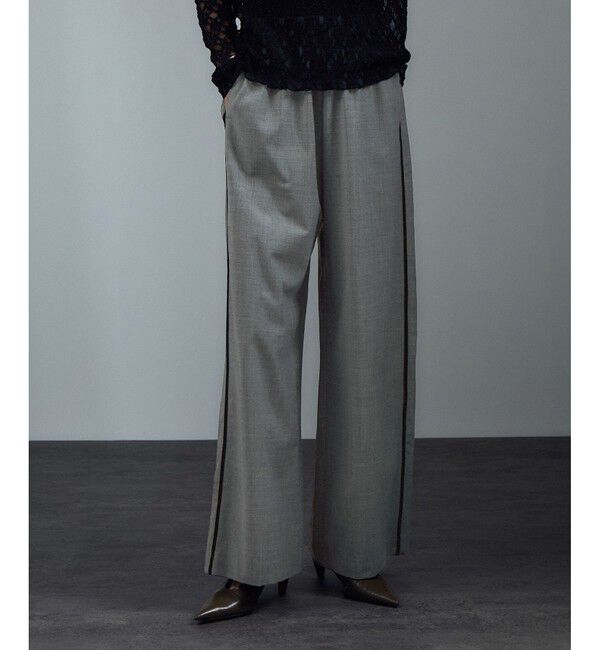 SALON adam et rope'「GREENWOOLサイドベロアラインパンツ［ストレッチ・接触冷感・防シワ］」|チノ|