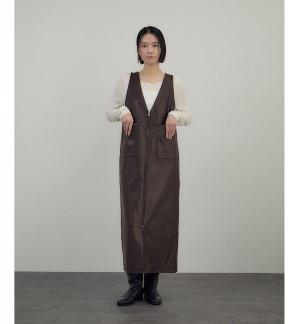 SALON adam et rope'「レザーライクジャンパースカート」|スカート|