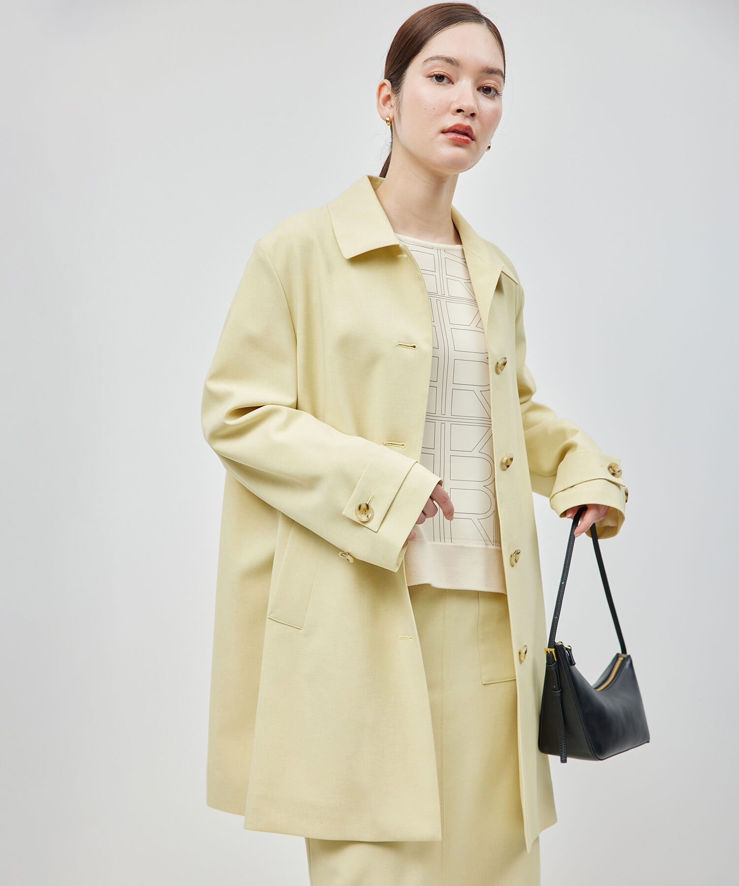 ROPE「ミドル丈ステンカラーコート《軽量・しわになりにくい・ストレッチ素材》」|ステンカラーコート|