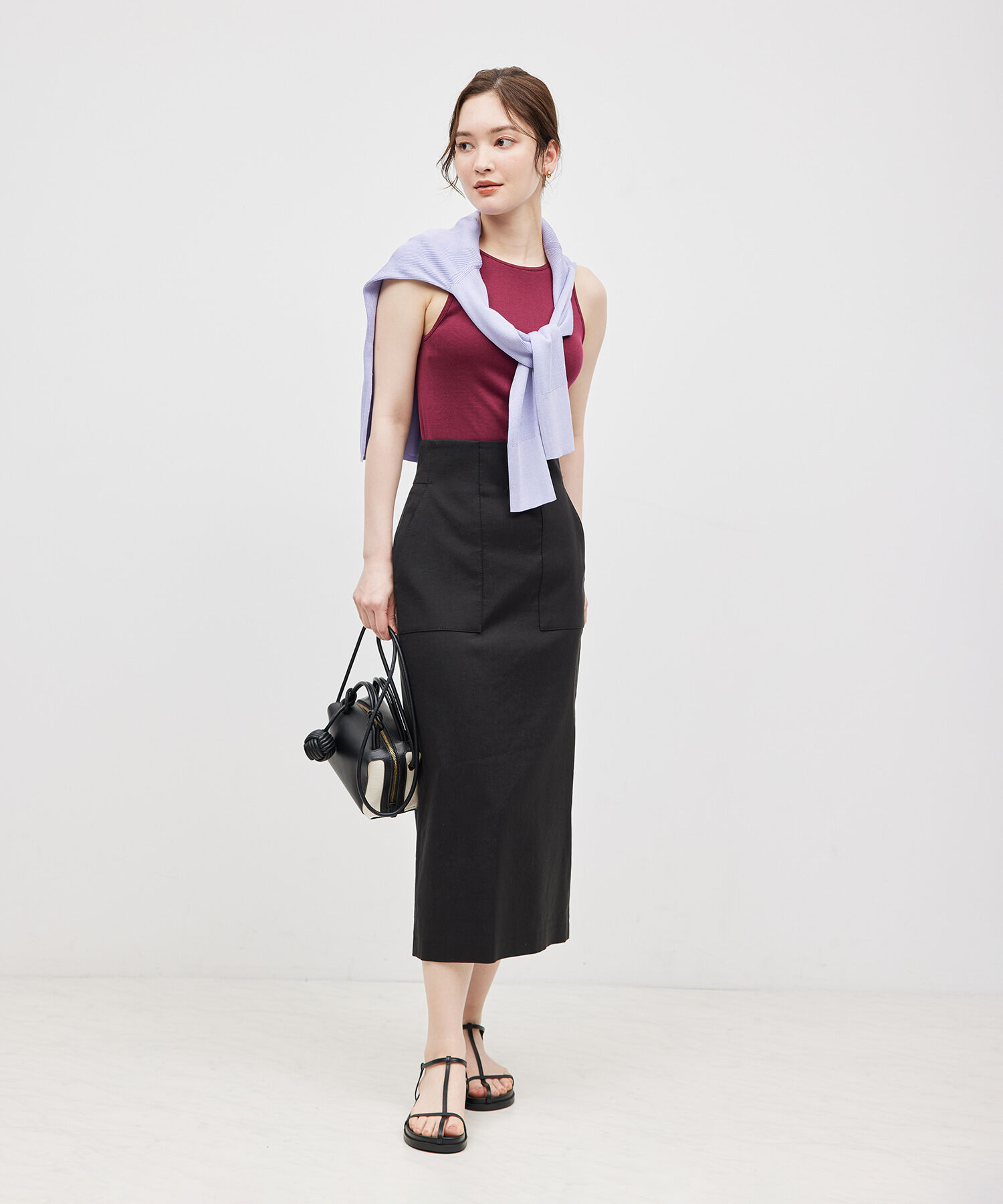 ROPE「リネンストレッチポケット付きタイトスカート/24SS【一部WEB限定】【雑誌掲載】【メディア掲載】」|スカート|