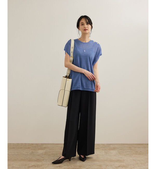 ROPE「[美人パンツ]ダブルクロスワイドパンツ/イージーケア」|チノ|